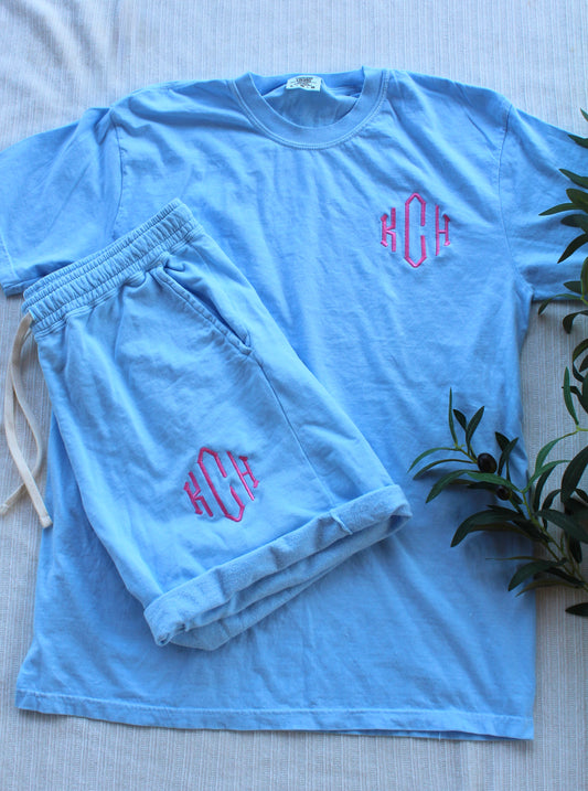 Monogram Lounge Set | Personalized Comfort Colors Tee & Shorts Set