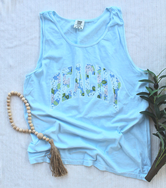 Beachy Hydrangea Graphic Tank | Coastal Floral Comfort Colors Tank