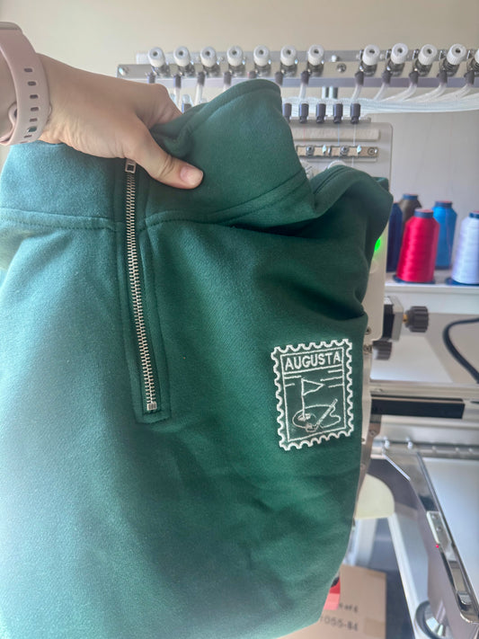 Augusta Golf Stamp Embroidered Quarter Zip Pullover – Preppy Golf Sweatshirt