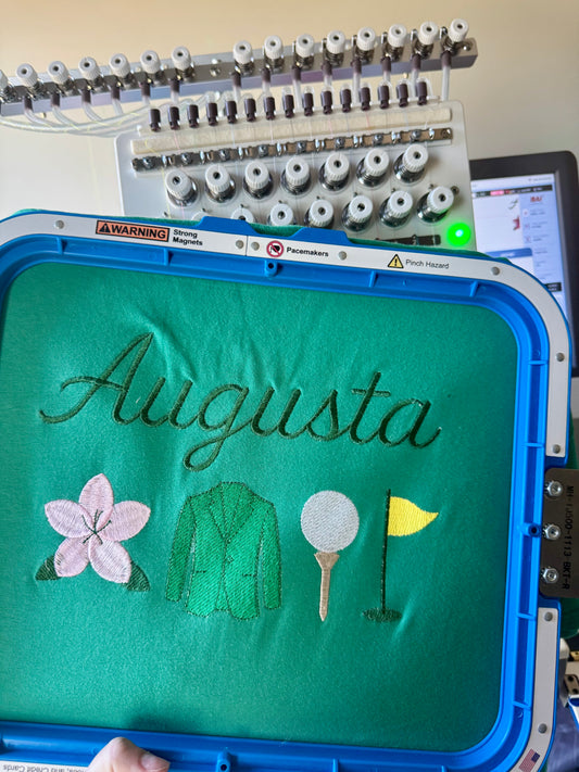 Augusta Embroidered Tee | Masters Inspired Golf Crewneck | Preppy Southern Spring Pullover
