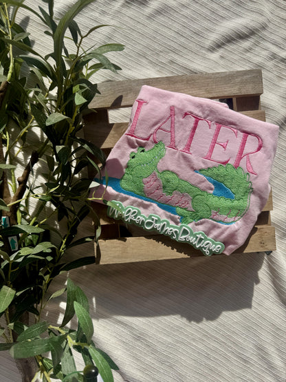 Kids Later Gator Shirt | Preppy Alligator Tee | Southern Kids Boutique Shirt | Cute Gator Graphic Tee | Pink Kids T-Shirt