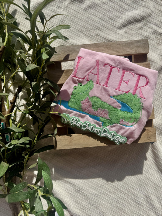 Kids Later Gator Shirt | Preppy Alligator Tee | Southern Kids Boutique Shirt | Cute Gator Graphic Tee | Pink Kids T-Shirt