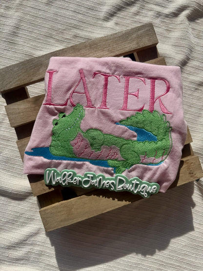 Later Gator Graphic Tee | Preppy Alligator Shirt | Southern Coastal Boutique Tee | Cute Pink Gator Shirt | Comfort Colors T-Shirt
