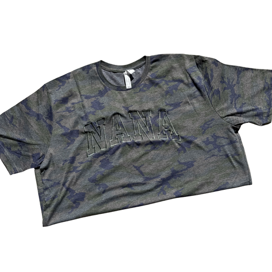 Custom Embroidered Camo NANA Tee | Personalized Grandmother Shirt | Into the Wild Collection™