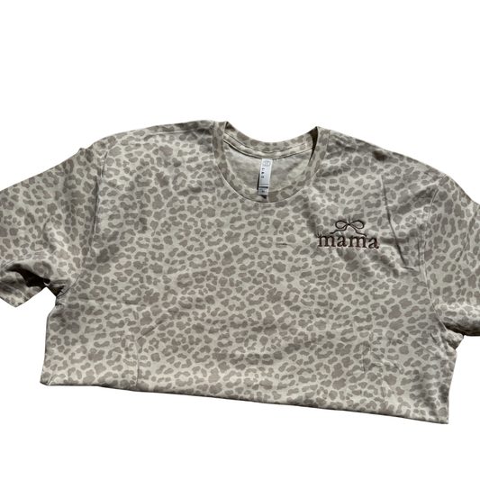 Custom Embroidered Mama Leopard Tee | Bow Mama Shirt | Into the Wild Collection™