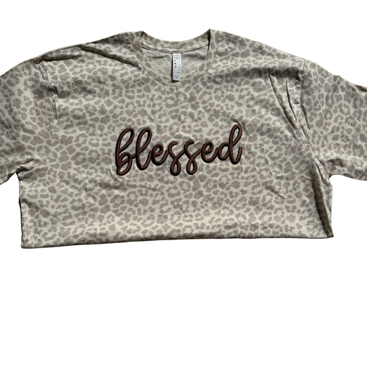 Blessed Embroidered Leopard Tee | Faith Boutique Shirt | Into the Wild Collection™