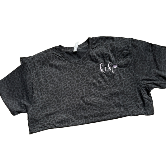 Custom Embroidered Monogram Leopard Tee | Personalized Initial Shirt | Into the Wild Collection™
