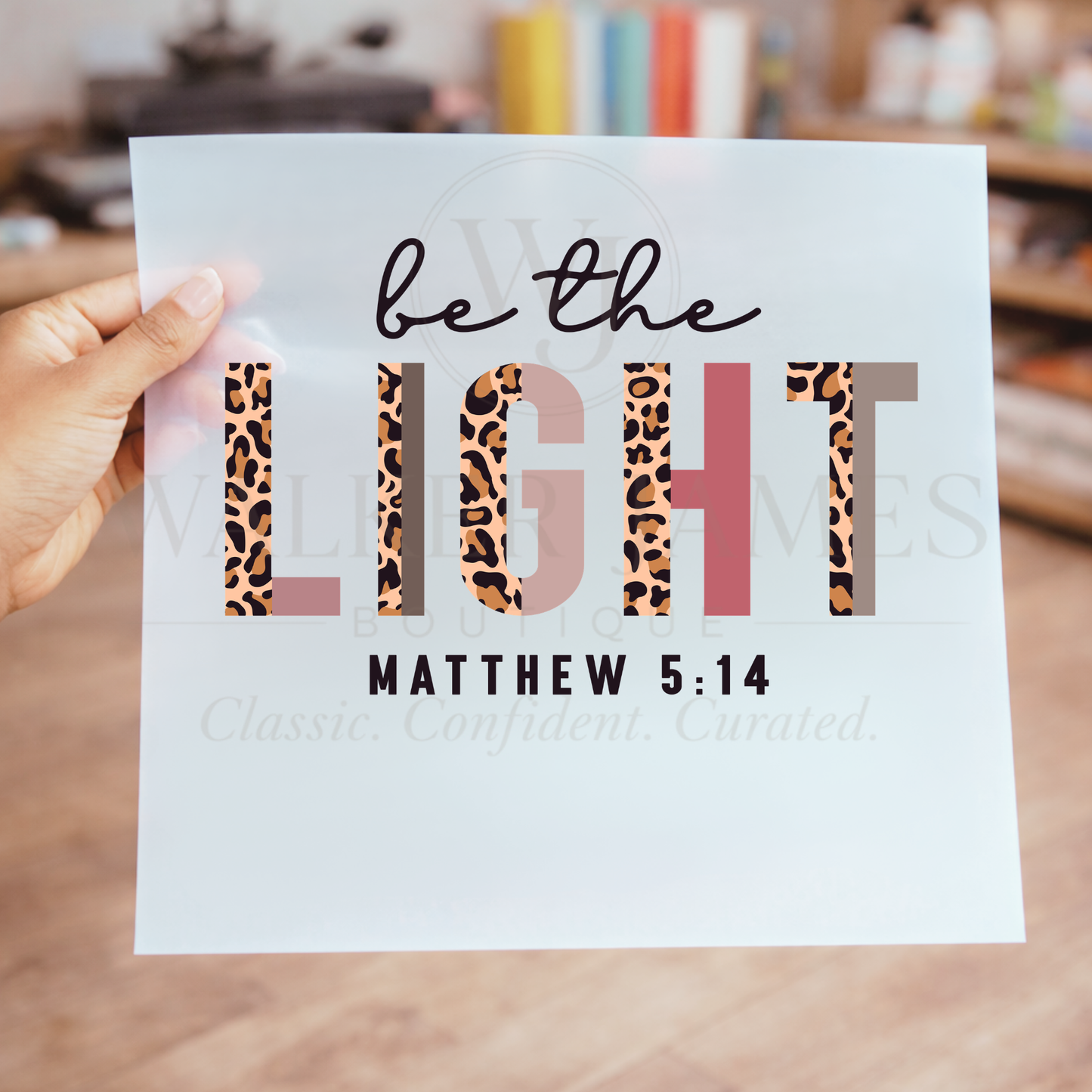 Be the Light DTF Transfer | Matthew 5:14 Christian Transfer | Leopard Print Faith Heat Transfer