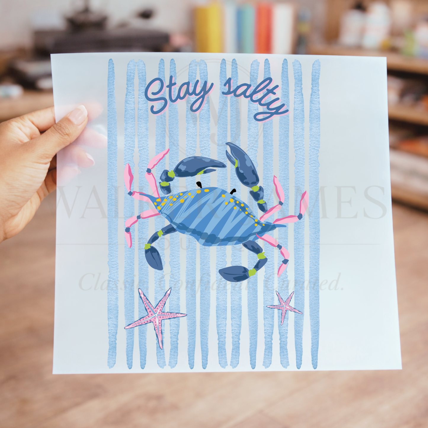 Stay Salty Crab DTF Transfer | Coastal Beach Summer Transfer | Preppy Coastal Heat Transfer