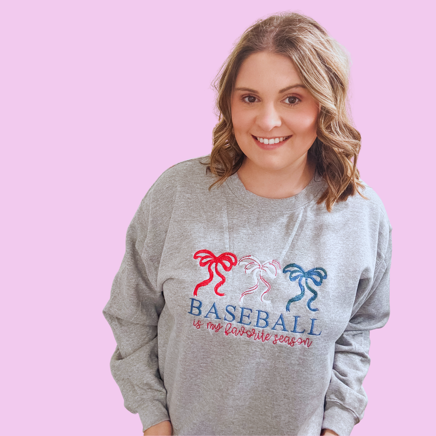 Baseball Is My Favorite Season Embroidered Sweatshirt | Baseball Mom Crewneck | Walker James Boutique