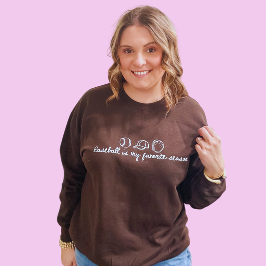 Baseball Is My Favorite Season Sweatshirt | Baseball Mom Graphic Crewneck | Walker James Boutique