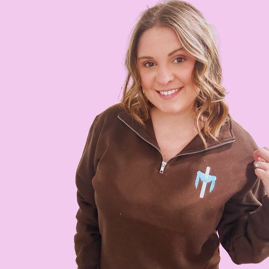 Faith Cross Embroidered Quarter Zip Pullover | Christian Boutique Sweatshirt | Walker James Boutique