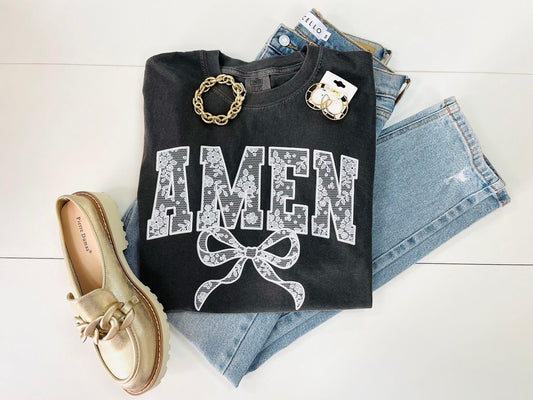 AMEN faux LACE- DTF transfer- transfer only