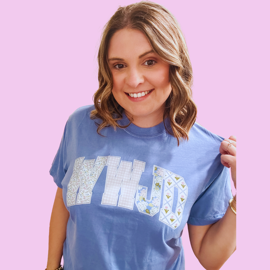 WWJD Patchwork Graphic Tee | What Would Jesus Do Christian Shirt | Walker James Boutique